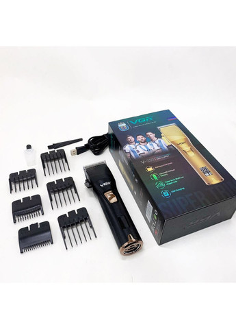 Акумуляторна машинка для стрижки волосся V-280 з дисплеєм та насадками якісна. Колір: чорний VGR (366238783)
