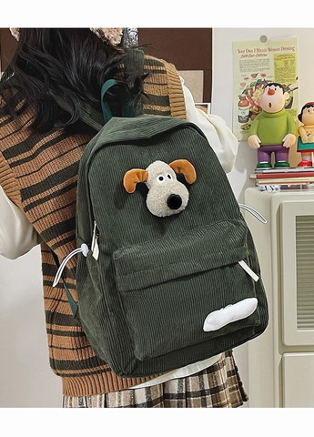 Рюкзак вельветовий з брелком темно-зелений No Brand (326487517)