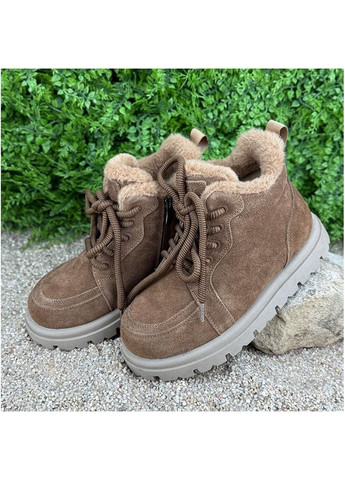 Жіночі черевики замшеві хутряні Е-005050-45 Коричневі No Brand (366065123)