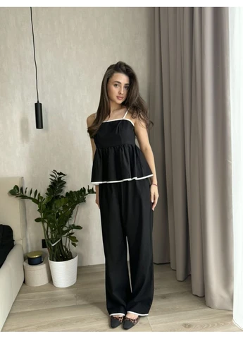 Костюм жіночий прогулянковий, лляний топ+штани Fashion (400312718)