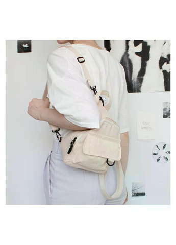 Бежевый рюкзак универсальный из вельвета удобный портфель на молнии небольшой без рисунка базовый харадзюку стиль кокетт y2k No Brand (368717666)