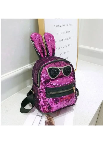 Женский рюкзак с пайетками в очках и ушками Кролика No Brand (390039487)
