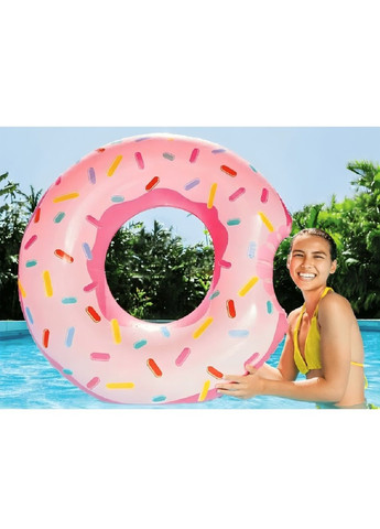 Надувной круг для плавания в бассейне на пляже для детей взрослых всей семьи 94 см (479764-Prob) Укушенный розовый пончик Unbranded (323442055)