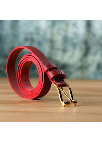 Яркий тонкий кожаный ремень для женщин 22951 Красный Grande Pelle (362971707)