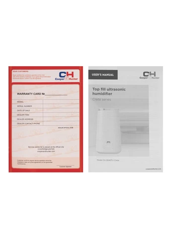 Зволожувач повітря CH-3040TU 40м2, 4л, 300мл/г, ультразвуковий, верхня затока, ел. кер-ння, дисплей, УФ-очистка, підсвічування, Cooper&Hunter (387614942)