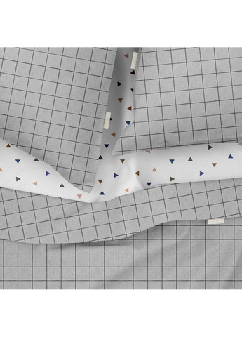 Полуторна постіль з простирадлом на гумці GREY GEOMETRY CS8 160х220 см Cosas (307475838)