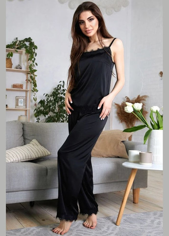 Чорна всесезон піжама топ + брюки Seventeen