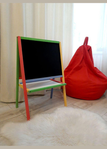 Двосторонній Мольберт дитячий магнітний різнокольоровий, дошка для малювання, для крейди, маркера і магнітів 3в1. Масяня (334727166)