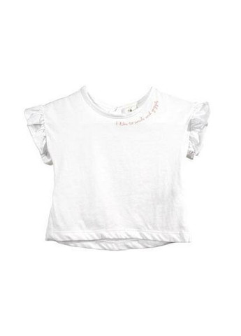 Белая демисезонная футболка хлопковая для девочки 0664478 H&M