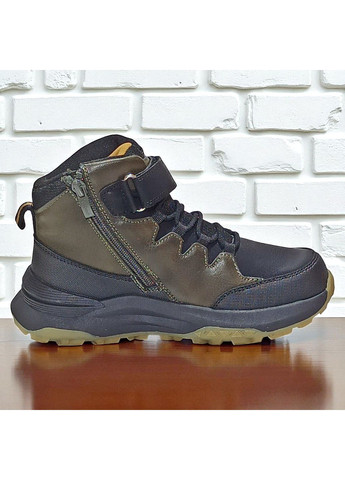 Утеплені демісезоні підліткові черевики хайтопи на липучці для хлопчика підлітка на флісі Клібі Clibee (362200609)