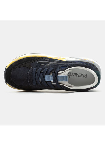 Синій кросівки чоловічі premiata moerun blue black premium | преміата моерун сині чорні демісезон No Brand