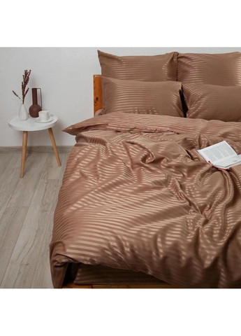 Постільна білизна євро Сатин Stripe Macchiato 2-04120-28495 200х215 см кавовий ТЕП (327791979)