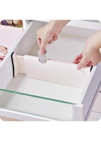 Телескопічний розсувний роздільник для ящиків білий органайзер для зберігання перегородка із пластику ProDobro (365443370)