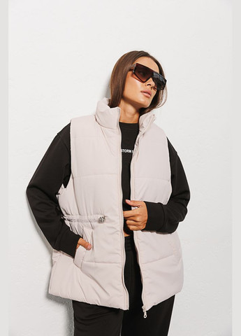 Женский жилет из плащевки коралловый с кулисой на талии Arjen (294907382)