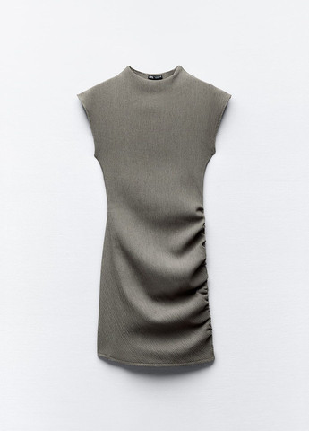 Сіро-коричнева повсякденний сукня Zara однотонна