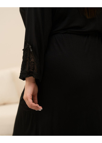 Комплект халат + сорочка однотонный кружево Plus Size Nicoletta (368754372)