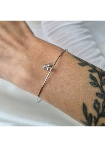 Срібний браслет без каменів з підвіскою Конюшина 18 - 20 см срібло 925 проби Родоване 75321бр 2.40г Nobrand (363969098)