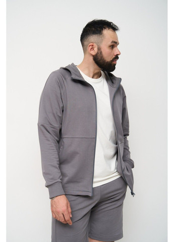 Спортивний костюм чоловічий ТРІЙКА літо SUMMER з кофтою на замку + шорти сірий + футболка молочна Handy Wear (293510741)