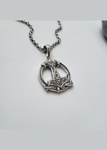 Срібна підвіска оберіг амулет "Молот Тора в Колі" чорнене срібло 925 проби (АРТ.89035ч) 11.20г No Brand (306743411)