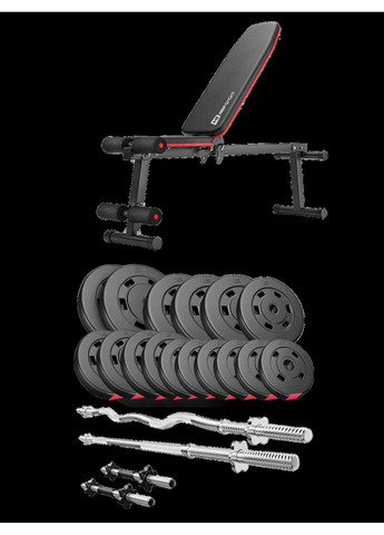 Набор Premium 75 кг со скамьей HS1010 Pro, штангами и гантелями. Hop-Sport (304267045)