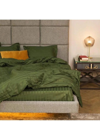 Постільна білизна сімейна Сатин Stripe 81-S 210х143х2 см смарагдова Tiare (336328260)
