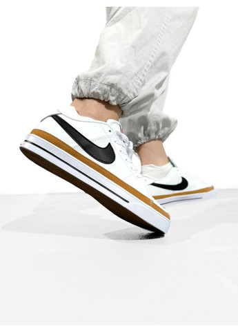 КРОСІВКИ ЖІНОЧІ NIKE COURT LEGACY WHITE BLACK НАЙК КОУРТ ЛЕГАСІ No Brand чорні демісезони (367168608)