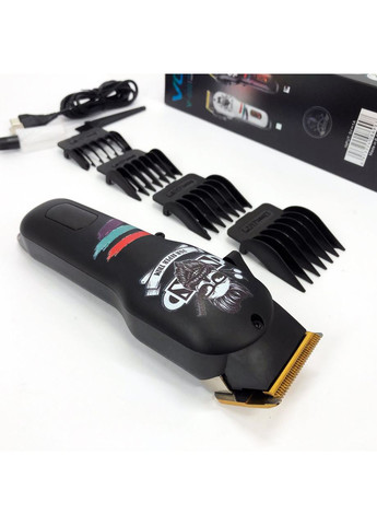 Машинка для стрижки волос и бороды профессиональная V-699 с насадками и LED дисплеем. Цвет: черный VGR (372600815)