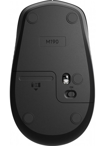 Миша M190, Dark Grey/Black, USB, бездротова, оптична, 1000 dpi, 3 кнопки, 1xAA (910-005905) Logitech (316152354)