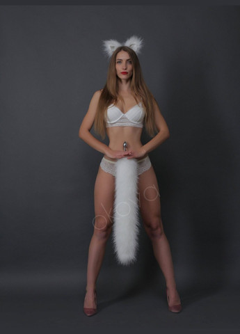 Анальний хутряний хвіст без пробки, Білий, 60 см. OKOVA (315149116)