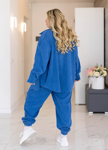 Костюм жіночий оверсайз з вельвету (сорочка + джогери) No Brand (330527186)