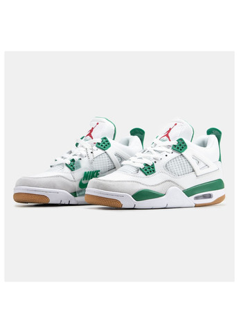 Белые демисезонные кроссовки мужские Nike Air Jordan 4 x SB Pine Geen