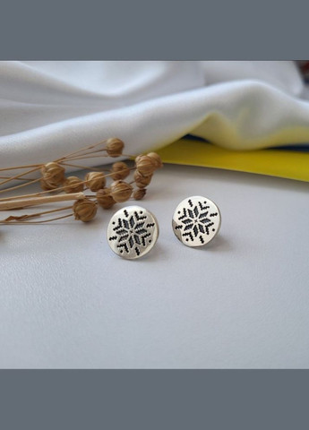 Серебряные серёжки серьги Вышиванка без камней серебро 925 пробы черненное 2016 3.58г No Brand (306743188)