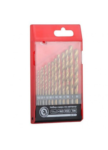 Набір свердел для металу DIN338 HSS 13 шт (1.5-6.5), покриття Ti SD-0013 Intertool (297443080)