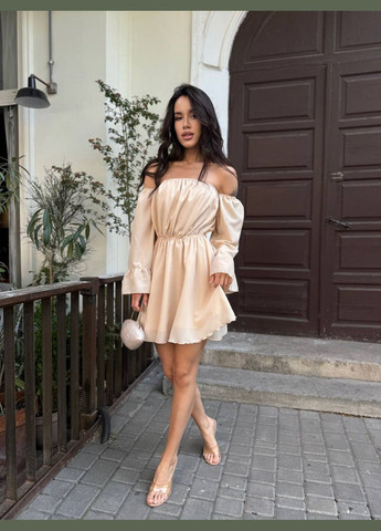 Бежевое кэжуал платье N.Family однотонное