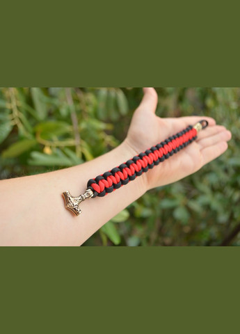 Браслет из паракорда с молотом Тора латунь и бусинкой руной + брелок в подарок No Brand (341738812)