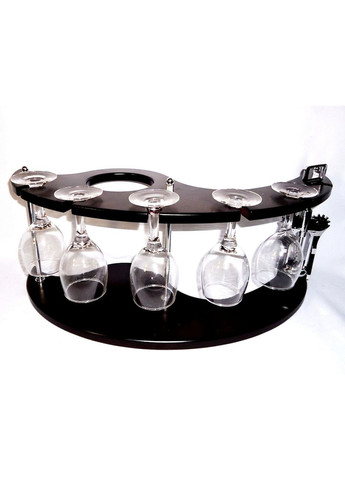 Підставка для пляшки на 5 келихів зі штопором дерев'яна (SS09185) Гранд Презент (301221701)