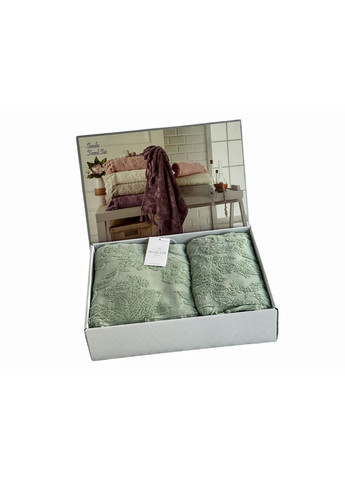 Набор полотенец Sanda sage 50x100; 85x150 Maison D'or цветочный зеленый