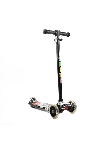 Самокат дитячий триколісний MAXI JR 3-055-L-WP8 зі світними колесами та передньою фарою, кермо 79-88см, Чорний iTrike (317590554)