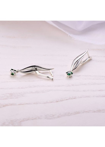 Серьги серебряные Вербочка Emerald 925 Zirkon Skifska Etnika (364203077)