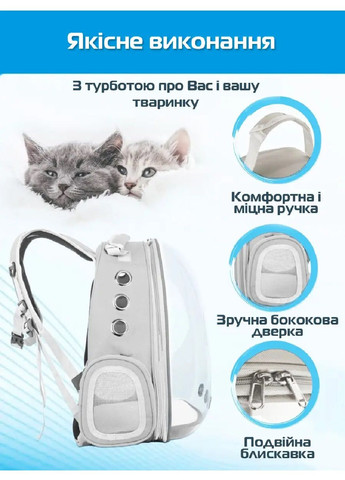 Рюкзак сумка переноска водонепроникна для тварин кішок собак з прозорою стінкою 42х32х28 см (477152-Prob) Сірий Unbranded (294944467)