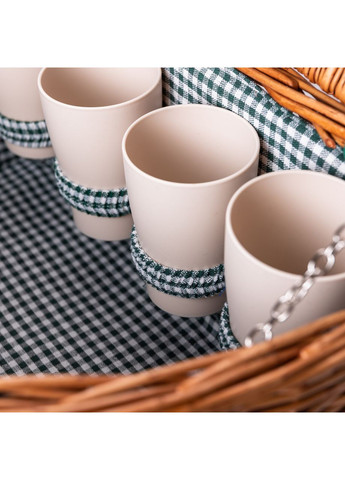 Кошик плетений для пікніка з набором посуду на 4 персони 41х31х22 см туристичний для кемпінгу LUGI (360455482)