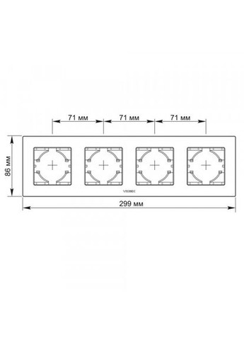 Рамка белое стекло на 4 места горизонтальная BINERA Videx (366298253)
