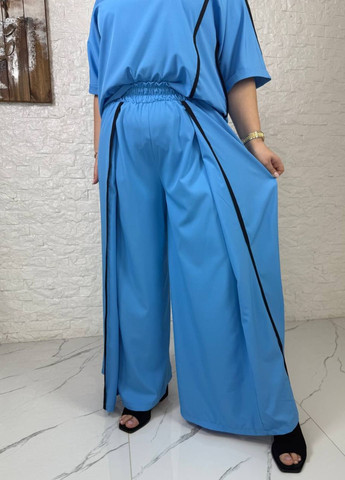 Жіночий повсякденний костюм двійка з кантом: блуза з нерівним низом та штани нахлест Tik-Tak (340163566)