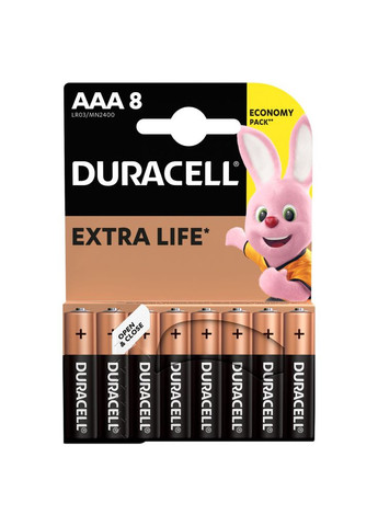 Батарейка AAA щелочные 8 шт. в упаковке (m426422) Duracell AAA лужні 8 шт. в упаковці (367070425)