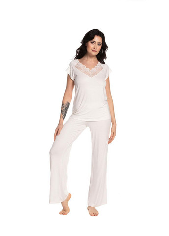 Біла піжама жіноча (футб.кор.рук.брюки) xxl ecru (бежевий) (арт 0212/2) Effetto