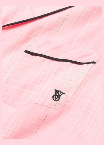 Рожева піжама  фланелева з шортами жіноча flannel short pj set рожева клітинка Victoria's Secret