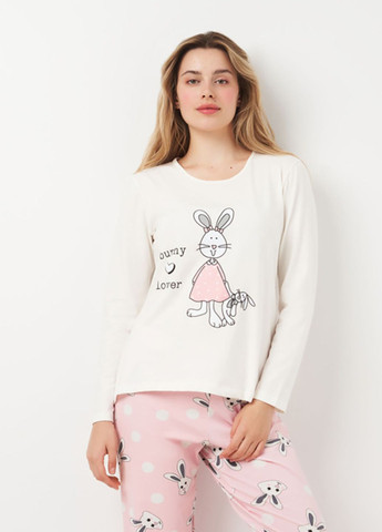 Белая всесезон пижама лонгслив + брюки Sexen