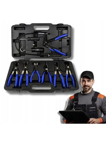 Набор комплект плоскогубцев зажимов клещей съемников хомутов для патрубков кабельных стяжек в кейсе чемодане (478482-Prob) Unbranded (305741311)