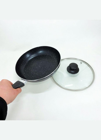 Сковорода UN-5163 22см с крышкой антипригарным покрытием, Глубокая сковорода для кухни Unique (364664733)