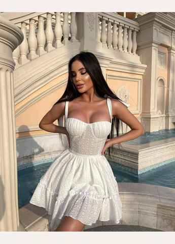 Білий повсякденний жіноча сукня No Brand з квітковим принтом